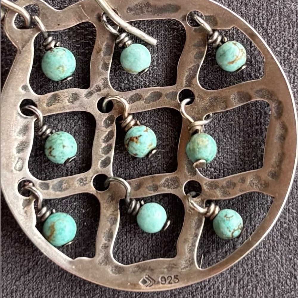 Silpada 925 Sterling Silver Howlite Bead Round Cutout Blue W1682 Earrings - Picture 4 of 6